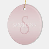 Elegant Modern Blush Roze Ombre Naam & Monogram Keramisch Ornament (Links)