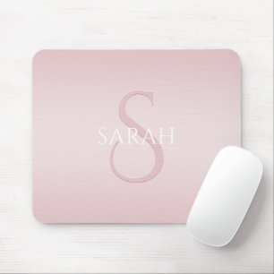 Elegant Modern Blush Roze Ombre Naam & Monogram Muismat