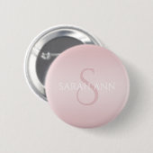 Elegant Modern Blush Roze Ombre Naam & Monogram Ronde Button 5,7 Cm (Voorkant /achterkant)
