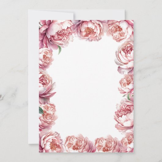 Elegant Modern Blush Roze Pioen Bloemen Bruiloft Kaart (Achterkant)