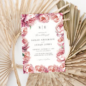 Elegant Modern Blush Roze Pioen Bloemen Bruiloft Kaart