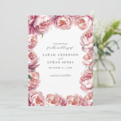 Elegant Modern Blush Roze Pioen Bloemen Bruiloft Save The Date (Staand voorkant)