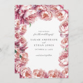 Elegant Modern Blush Roze Pioen Bloemen Bruiloft Save The Date (Voorkant / Achterkant)