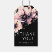 Elegant Modern Blush Roze Zwart Bloemen Bruiloft Cadeaulabel (Voorkant)