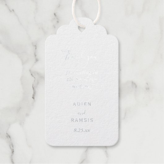 Elegant modern Blush Silver Wedding Folie Gift Lab Cadeaulabels (Voorkant)