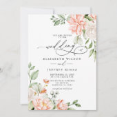 Elegant Modern Blush White Floral Wedding Kaart (Voorkant)