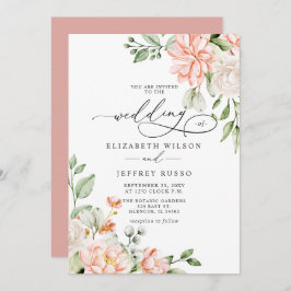 Elegant Modern Blush White Floral Wedding Kaart