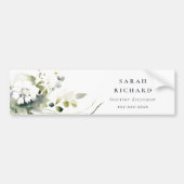 Elegant Modern Boho Abstract Groen Wit Bloemen Bumpersticker (Voorkant)