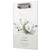 Elegant Modern Boho Abstract Groen Wit Bloemen Klembord (Links)