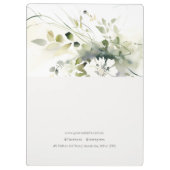 Elegant Modern Boho Abstract Groen Wit Bloemen Klembord (Achterkant)