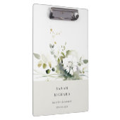 Elegant Modern Boho Abstract Groen Wit Bloemen Klembord (Rechts)