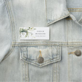 Elegant Modern Boho Abstract Groen Wit Bloemen Naamplaatje (In situ)