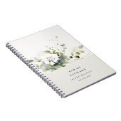 Elegant Modern Boho Abstract Groen Wit Bloemen Notitieboek (Rechterzijde)