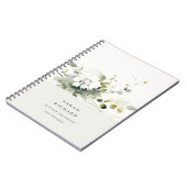 Elegant Modern Boho Abstract Groen Wit Bloemen Notitieboek (Linkerzijde)
