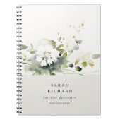 Elegant Modern Boho Abstract Groen Wit Bloemen Notitieboek (Voorkant)