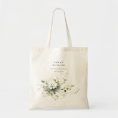 Elegant Modern Boho Abstract Groen Wit Bloemen Tote Bag (Voorkant)