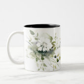 Elegant Modern Boho Abstract Groen Wit Bloemen Tweekleurige Koffiemok (Links)