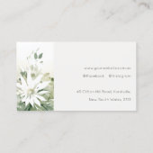 Elegant Modern Boho Abstract Groen Wit Bloemen Visitekaartje (Achterkant)
