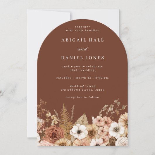 Elegant Modern Boho Arch Floral Wedding Kaart (Voorkant)