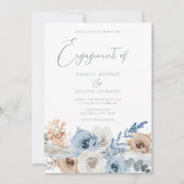 Elegant Modern Boho Blue Engagement Party Kaart (Voorkant)
