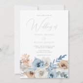 Elegant Modern Boho Blue Wedding Kaart (Voorkant)