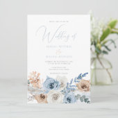 Elegant Modern Boho Blue Wedding Kaart (Staand voorkant)