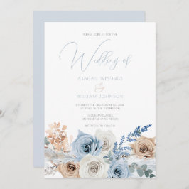 Elegant Modern Boho Blue Wedding Kaart