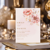 Elegant Modern Boho Blush Roze Goud Bloemen Bruilo Kaart