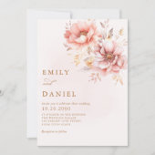 Elegant Modern Boho Blush Roze Goud Bloemen Bruilo Kaart (Voorkant)