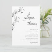 Elegant Modern Boho Calligraphy Orchids Wedding Kaart (Staand voorkant)
