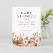 Elegant Modern Boho Floral Baby Shower Kaart (Staand voorkant)