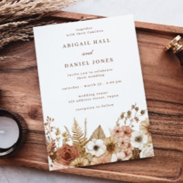Elegant Modern Boho Floral Wedding Kaart