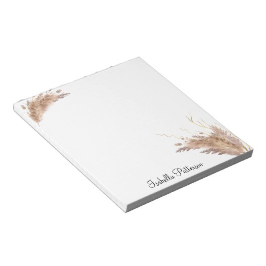 Elegant Modern Boho Pampas Grass Foliage Notitieblok (Schuin)