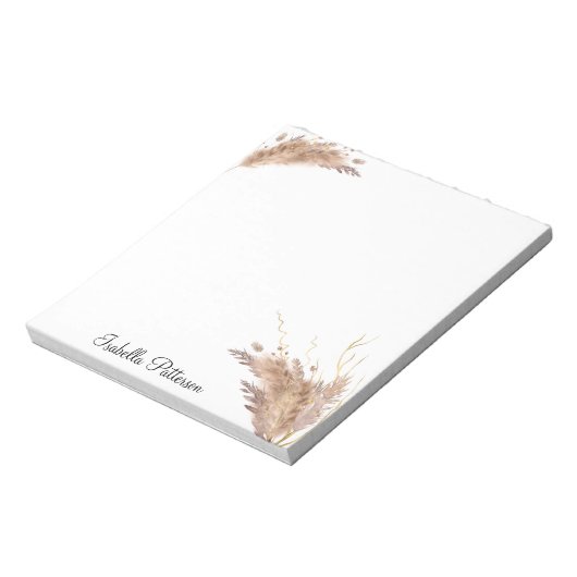Elegant Modern Boho Pampas Grass Foliage Notitieblok (Linkerzijde)