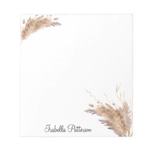 Elegant Modern Boho Pampas Grass Foliage Notitieblok