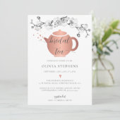 Elegant Modern Boho Roos Gold Orchids Bridal Tea Kaart (Staand voorkant)