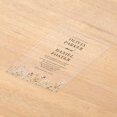 Elegant Modern Boho Wildflower Wedding  Acryl Uitnodigingen (Laagn)