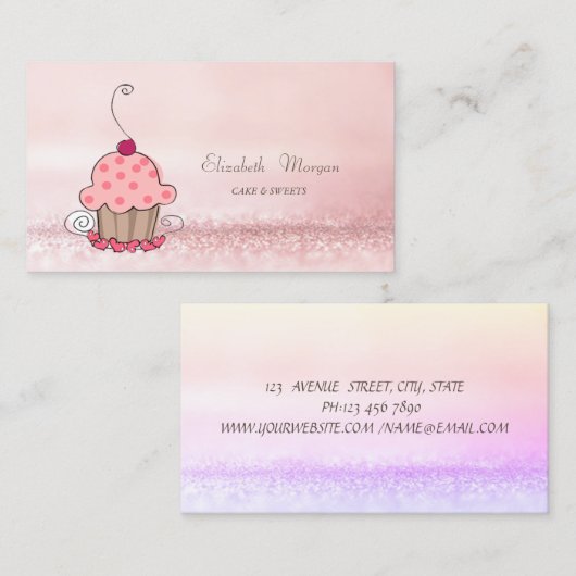 Elegant Modern Bokeh Cake Sweets Visitekaartje (Voorkant / Achterkant)