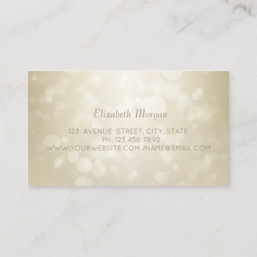 Elegant Modern Bokeh, Gold Brush Stroke Visitekaartje (Achterkant)