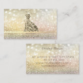 Elegant Modern Bokeh Gold Glitter Dress Visitekaartje (Voorkant / Achterkant)