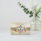 Elegant Modern Bokeh, Gold Stripe Lotus Visitekaartje (Staand voorkant)