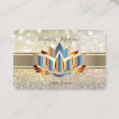 Elegant Modern Bokeh, Gold Stripe Lotus Visitekaartje (Voorkant)