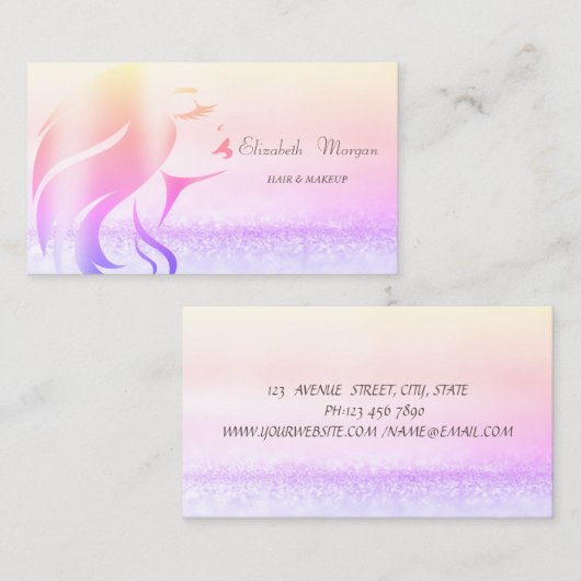 Elegant Modern Bokeh Ombre Girl Silhouette Visitekaartje (Voorkant / Achterkant)