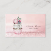 Elegant Modern Bokeh Waterverf Cupcake Macaron Visitekaartje (Voorkant)