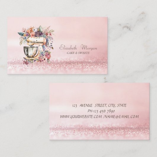 Elegant Modern Bokeh Waterverf Floral Mixer Visitekaartje (Voorkant / Achterkant)