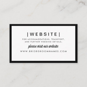 Elegant Modern Bold Black Stylish Wedding Website Informatiekaartje