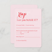 Elegant Modern Bold Red Pink Wedding RSVP Kaartje (Voorkant / Achterkant)