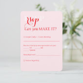 Elegant Modern Bold Red Pink Wedding RSVP Kaartje (Staand voorkant)