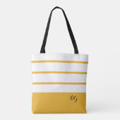 Elegant Modern Bold Stripes Monogram Geel Zwart Tote Bag (Achterkant)
