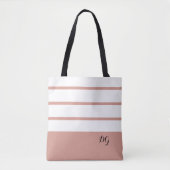 Elegant Modern Bold Stripes Monogram Initialen Roz Tote Bag (Voorkant)
